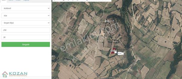 Kozan Gayrimenkul'den Kırklareli Vize,sergen Köyü 1.846.84 M2