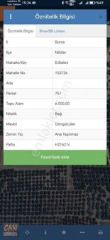 Nilüfer B.balıklı 3000 M2 İçinde Zeytin Ağaçları Ve Yolu Var