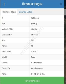 Adrees Gayrımenkulden 1000 M2 Arsa