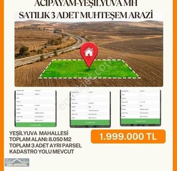 Acıpayam Yeşilyuva Da 8.050 M2 Satılık Tarla