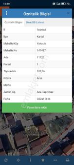 Kartal Hürriyet Mahallesi E5'e, Vergi Dairesine Okullara Yakın 181 M2 Müstakil Arsa