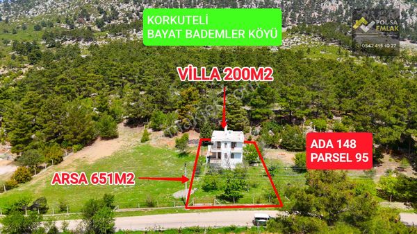 ✅korkuteli✅bayat Bademleri Köyü✅satılık Müstakil Villa✅arsa 651m2✅villa 3+1 ✅200m2
