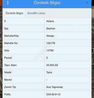 Seyhan Akkapı Havaalanı Yakını Satılık 5200 Metre Tarla Hissesi