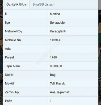 Manisa Şehzadeler Karaoğlanlı Mah. Satılık Zeytin Bahçesi