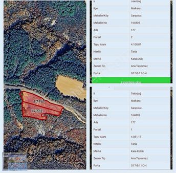 Malkara Sarıpolat Köyünde 4050 M2 Tek Tapu Tarla