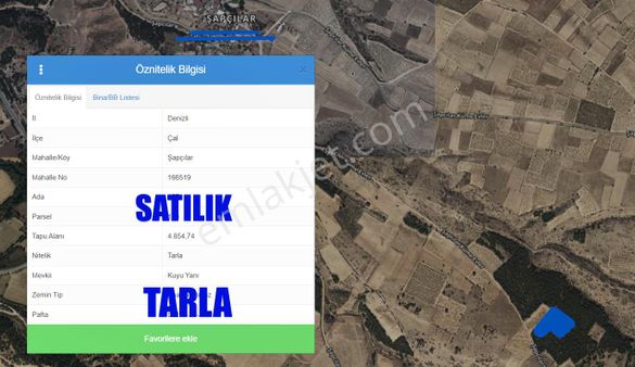 Hierapolis'den Denizli Çal Şapcılar Köyünde Satılık 4854m2 Yatırımlık Tarla