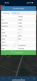 Kapaklı Yunnus Emre Satılık Arsa