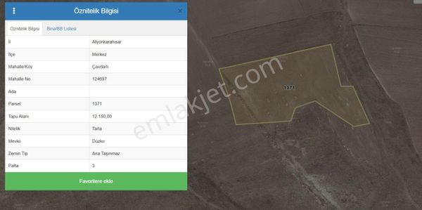 Afyon Çavdarlı Da Satılık Tarla