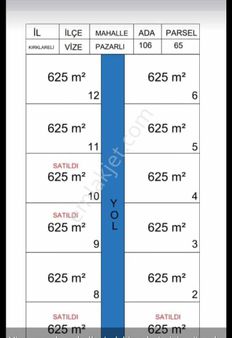 Kırklareli Vize Pazarlı Da Satılık 625 M² Arsa