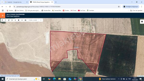 Karapınar Körin Mevkiinde Satılık Tek Tapu 120 Dekar Tarla