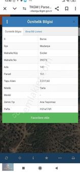 Mudanya Evciler Satılık Tarla