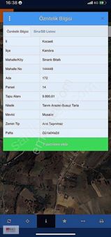 Kocaeli Kandıra Sinanlı Bilallı Köyünde 9.890 M2 Satılık Tarla