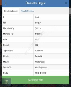 İzmir Selçuk Şirince'de Satılık 20.511 M2 Satılık Zeytinlik