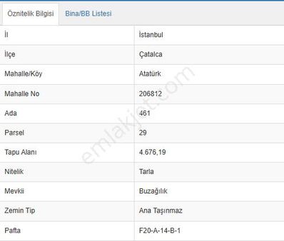 Çatalca Atatürk Mah'de Hisseli Tapu (1/2) 2338m² Satılık Tarla Osmanlı Emlak