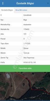 Çanakkale Biga Arabaalan Köyünde Yatırımlık Arsa
