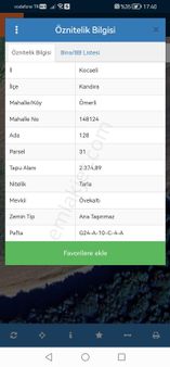 Kandıra Ömerli'de 2374 M2 Resmi Yollu Çapı Düzgün Tarla