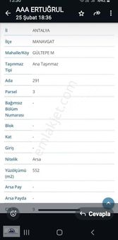 Antalya Manavgat Gültepde Satılık Villa Arsası