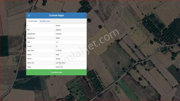 Asya Emlaktan Burdur Ağlasun Hisarköy De Satılık Fırsat Tarla
