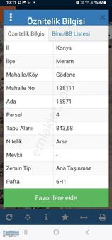 Meram Gödenede Hatunsaray Cd Sine Cephe 2 Kata İmarlı Arsa