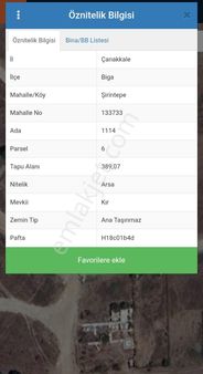 Çanakkale Biga Kalafatta Villa İmarlı Arsa