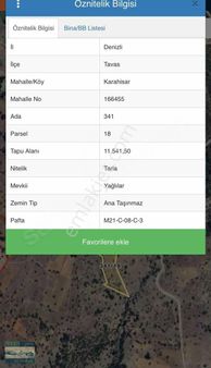 Tavas Karahisar'da Kadastro Yol Cepheli 11.541 M2 Tarla