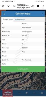 Kızılcahamam İsmetpaşa Mah İmarlı Tek Tabu Satılık Arsa Butik Hotel Yapıla Bilir.