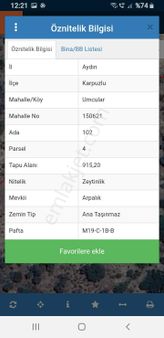 Aydın İli Karpuzlu Köyü Umcular Mevkiinde Kelepir Zeytinlik.