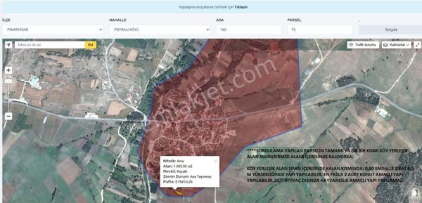 Fırsat Pınarhisar Poyralı Köyün'de Villa İmarlı 1.000 M2 Yatırımlık Satılık Arsalar
