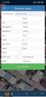 Eylül Emlak Tan İnegöl Akhisar'da 2bucuk Kat İmarli Arsa