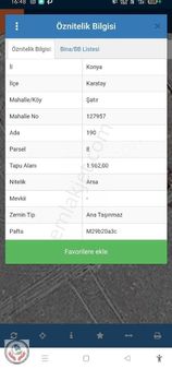 Konya Karatay Şatırda İmarlı Arsa