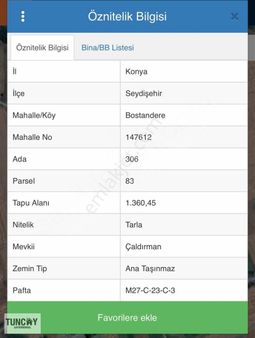 Tuncay'dan Bostandere Mh Satılık Parseller