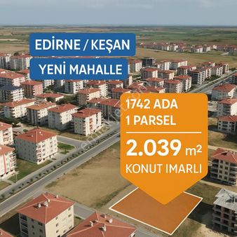 Edirne Keşan'da 3 Bir Tarafı Yol Köşe Parsel 2.039 M2 Müstakil Tapulu Arsa