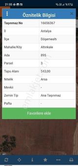 Antalya Döşemealtı Altınkale, De Satılık Villa Arsası