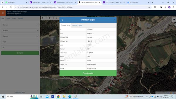 Lider'den Samsun Atakum Sarıışık Köyünde 1.757 M2 Tarla Tek Tapu