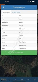 Aliağa Bozköyde Satılık Tarla