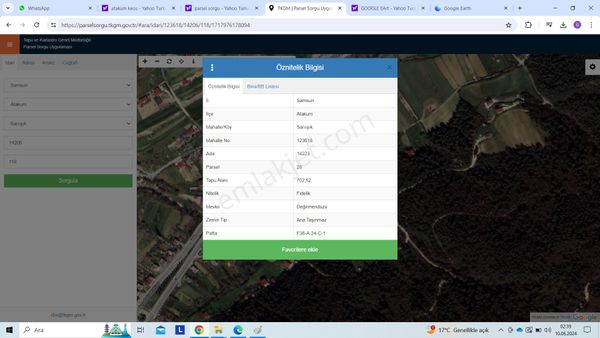 Lider'den Samsun Atakum Sarıışık Köyünde 702 M2 Tarla Tek Tapu