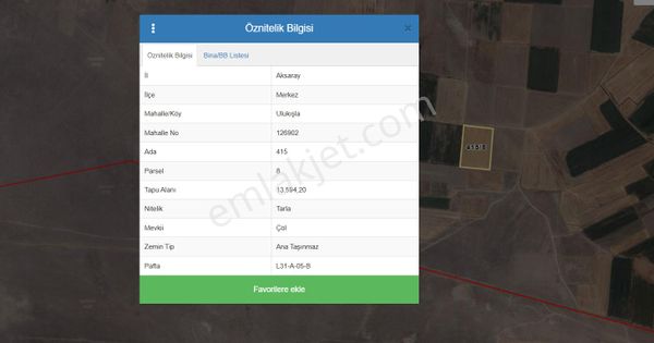 Aksaray/merkez Ulukışla Köyünde Yatırımlık Satılık Fırsat Tarla
