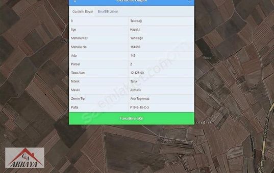 Kupon Yer Tekirdağ Kapaklı Yanıkağıl'da 12.125m2 Tek Tapu