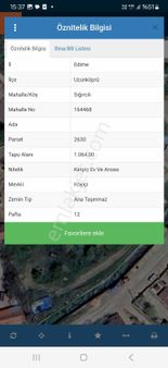 Edirne Uzunköprü Siğircali Kköyünde1064m2 Satılık Arsa