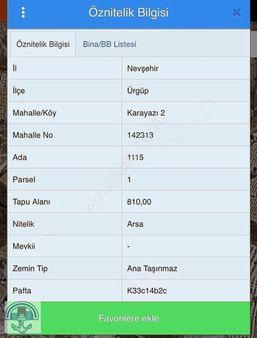 Ürgüp Karayazı 2 Mevkiinde %30 İmarlı 810 M2 Arsamız Satılıktır.