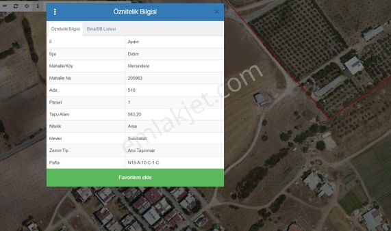 Didim Mersindere Mahallesinde 563 M2 Köşe Konumlu Satılık Arsa