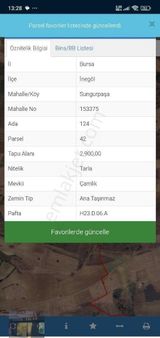 Bursa İnegöl Sungurpasa Da Bursa İleri Teknoloji Sanaii İmar Genisleme Alani İçindedir.