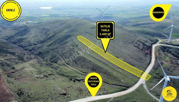 Bandırma Erikli Mahallesinde Kadastro Yola Cephe 5400 M² Satılık Arazi