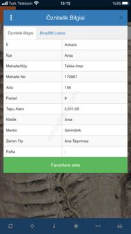 Ayaş Tekke-imar 5 Dönüm Tek Tapu