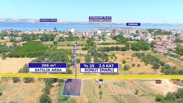 Lapseki Çardak'ta Cadde Cepheli İnşaat İzni Olan Satılık Arsa