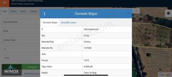 Dinar Uluköy'de Satılık Tarla