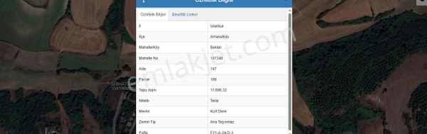 Arnavutköy Baklalıda Satılık Tarla , 11,696 M2 Müstakil Yolu Var