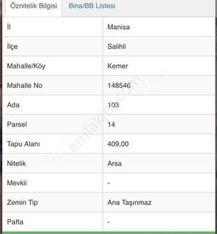 Salihli Kemer Mahlesinde Satılık Arsa