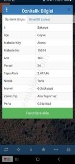 Rw Teams Sakarya Geyve Akıncı Mahallesinde Satılık Tarla