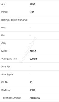 Cumhuriyet Mahallesinde 300 Metrekare Satılık Arsa